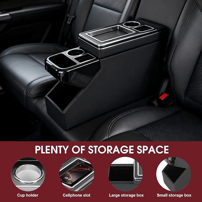 Universal Center Console Between Seat for Minivans, SUVs, Middle Van Console Floor Console Organizer Storage Box (with Sliding Lid Design)