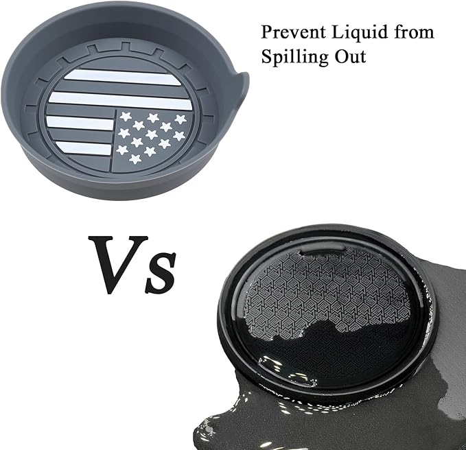 Amooca Car Cup Coaster Universal Non-Slip Silicone Cup Holder Insert Car Interior Accessories for Drink American Flag US Flag 4 Pack Grey