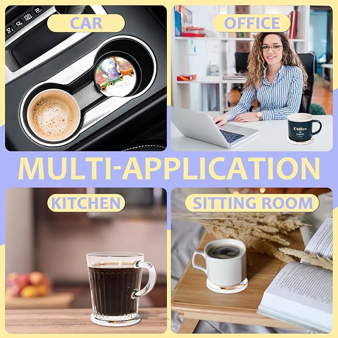 2 Pack Car Cup Holder Coaster-Watercolor Frog Absorbent Ceramic Coaster, Car Coasters for Cup Holders,Auto Accessories for Women & Men