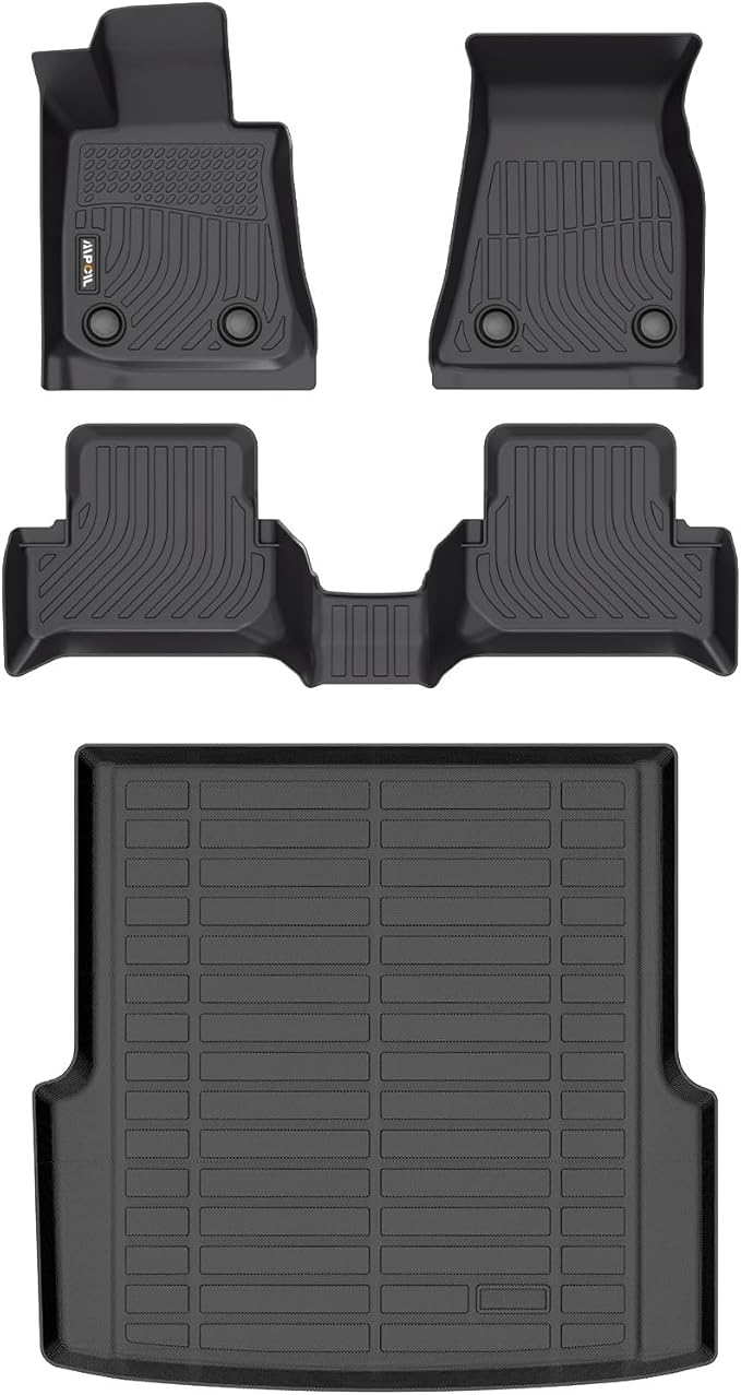 AIPOIL® Floor Mats & Cargo Liner Set for 2022-2025 BMW i4 All Weather Protection TPE Anti-Slip Automotive Full Set Custom Car Mats Accessories - Black