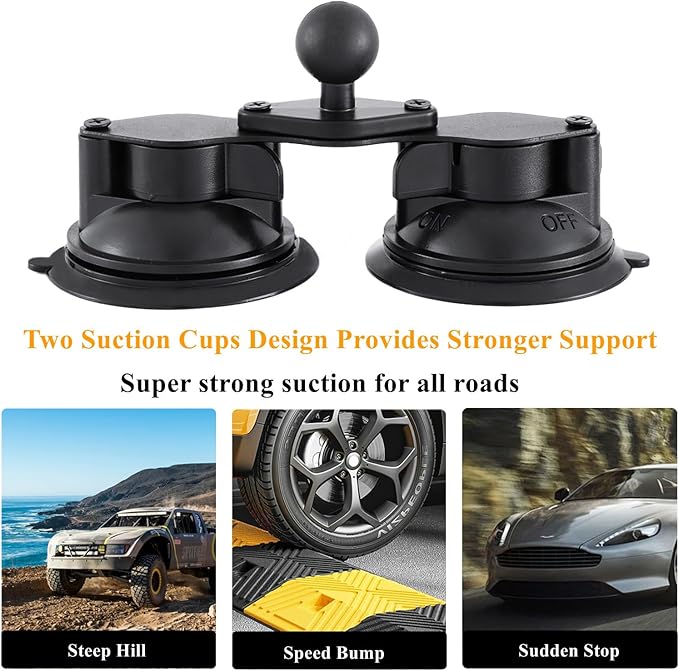 Pilots Tablet Holder with Strong Dual Suction Cups, Tablet Mount Base for Truck Car/Boat/Aircraft Windshield, Aluminum Tablets Stand Fits iPad Air 13" , iPad Pro 12.9" and other 4.7-15" Tablets