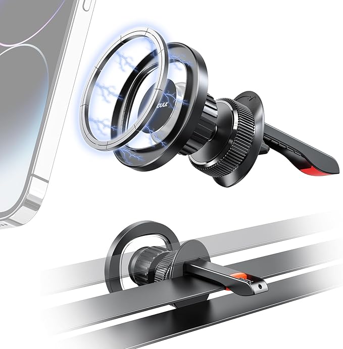 Esoulk Magnetic Car Phone Mount – Compact Air Vent Clip Holder with Strong Magnet, 360° Rotation, One-Touch Snap, Hands-Free Use – Universal for iPhone 17 16 15 14 13 Pro Max, Samsung, Google Pixel