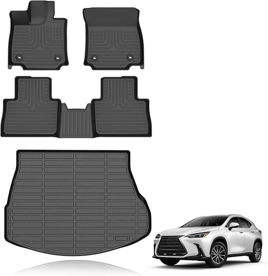 All Weather Car Floor Mats & Cargo Liner Set Fit for NX / NX250 / NX350 / NX350h / NX450h+ 2022-2025 Floor Liners Trunk Liner NX Cargo Mat Accessories Black