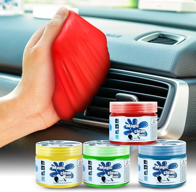 DNA MOTORING 4 Pack Car Cleaning Gels Auto Detailing Tools Cleaning Putty Car Interior Cleaner, Car Jelly Cleaner, Keyboard Cleaner, Car Cleaning Supplies Car Gifts for Men Women, TOOLS-00150