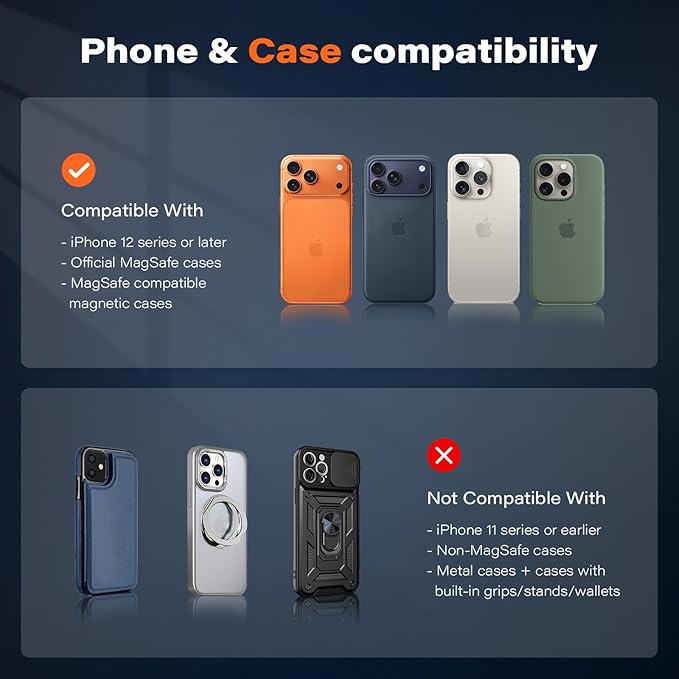 OQTIQ for Magnetic Car Mount Charger- QI2 Certified 15W Fast Wireless Charging Car Phone Holder with Strong Magnetic Grip, Built-in Cooling Fan, Suction Cup & Vent Mount [PD 30W Adaptor Included]