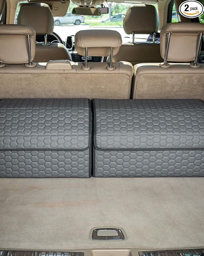 Owleys Car Tote Bundle - Trunk Organizer Set - Gray Interior Accessories (Gray 21.6" + 17.7")