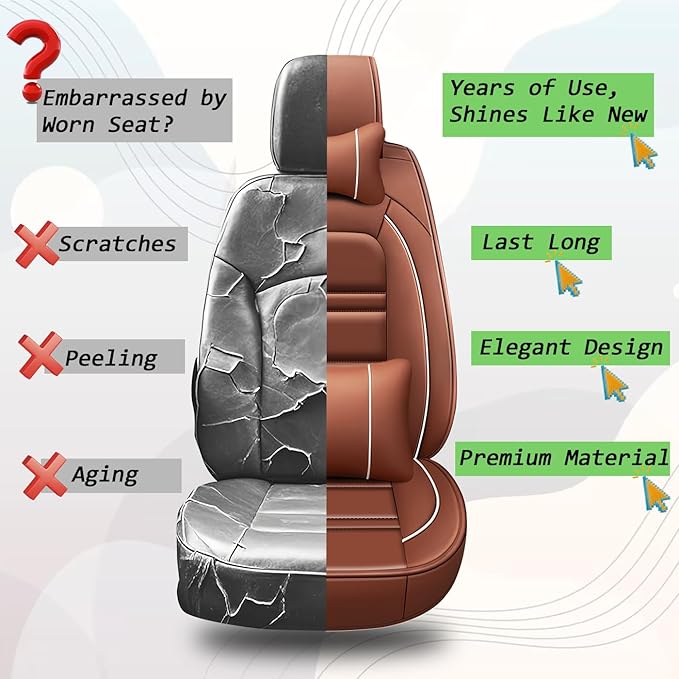 Seat Cover for Ford f150 2003-2025 | 5-Seats Seat Covers, Waterproof Seat Protectors, Automotive Seat Covers (Full Set with Pillow,Coffee)