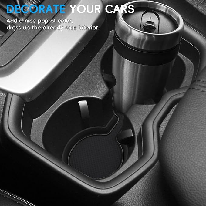 Auovo 3D Cup Holder Insert Liners Compatible with Toyota RAV4 Accessories 2025 2024 2023 2022 2021 2020 2019 Car Custom Cup Holder Mats Pads 3-pc Set (Black Trim)