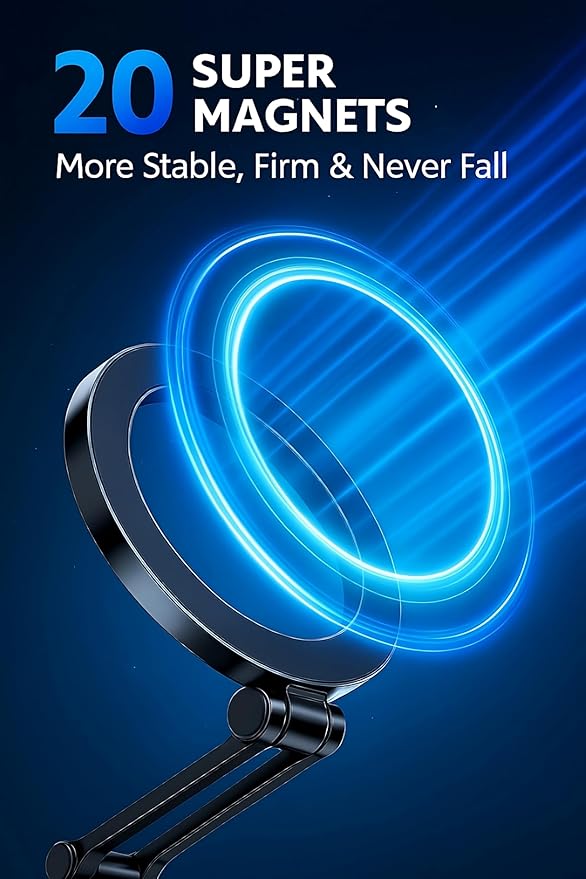 360° Adjustable Vacuum Magnetic Phone Holder, Airgrip - Magnetic Vacuum Phone Holder for Car, Vacuum Suction Magnetic Mount, Gym/Truck/Boat/Shower for iPhone & Android with Radiation Protector Sticker