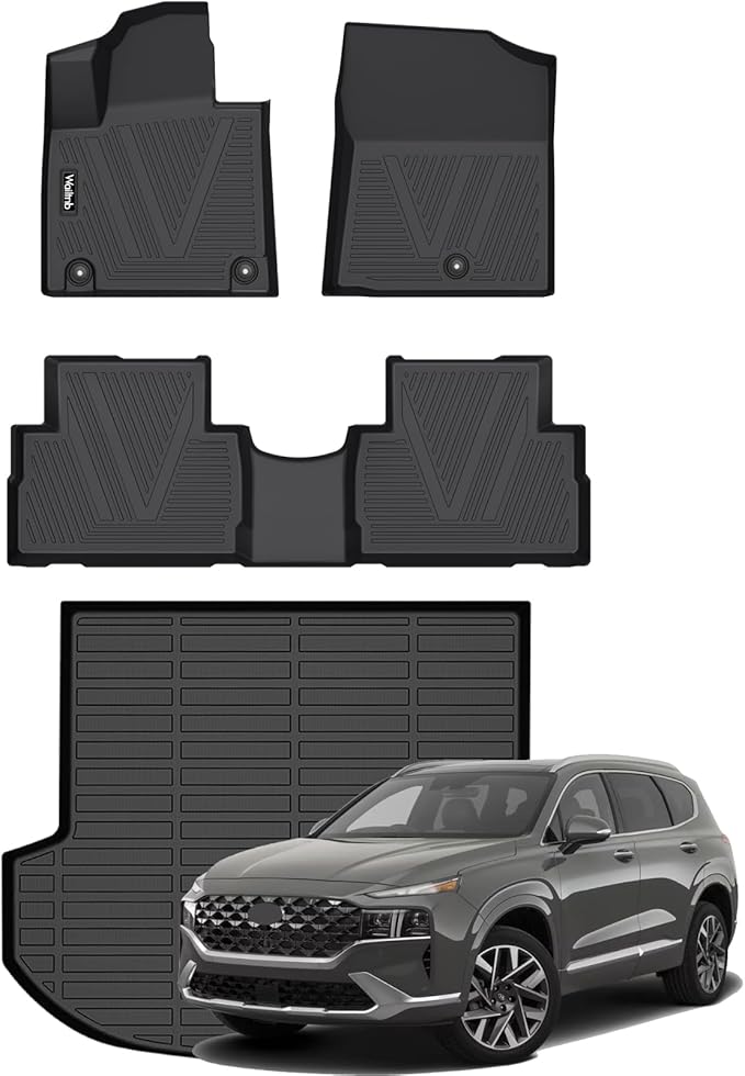 Wailtnb-Car Floor Mats for Hyundai Santa Fe 2021 2022 2023 (Gas Only) All-Weather Car Mat Cargo Liner Protection Black Accessories