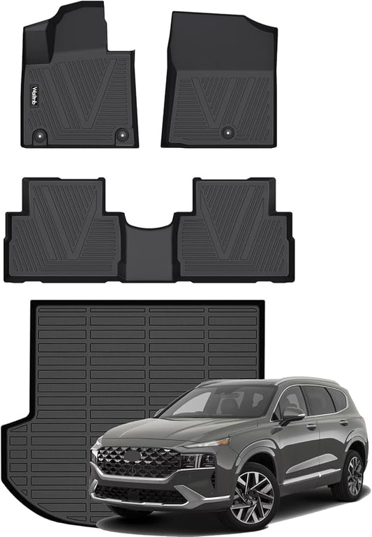Wailtnb-Car Floor Mats for Hyundai Santa Fe 2021 2022 2023 (Gas Only) All-Weather Car Mat Cargo Liner Protection Black Accessories