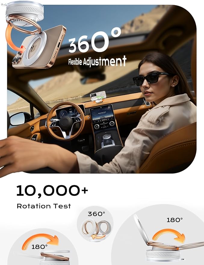 MAGIC JOHN Magnetic Phone Holders for Your Car [Car Aroma Mount] [2-in-1 Fragrance Diffuser & Phone Stand][Ultra-Suction Cup] 360° Adjustable Magnetic Phone Holder, Car Accessories for iPhone, White