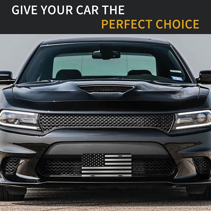 Black and Silver American Flag Front License Plate Aluminum Decorative License Plates Funny Metal Car Plate 6"X12" Novelty Vanity Tag Cover with 4 Holes Car Decor Accessory