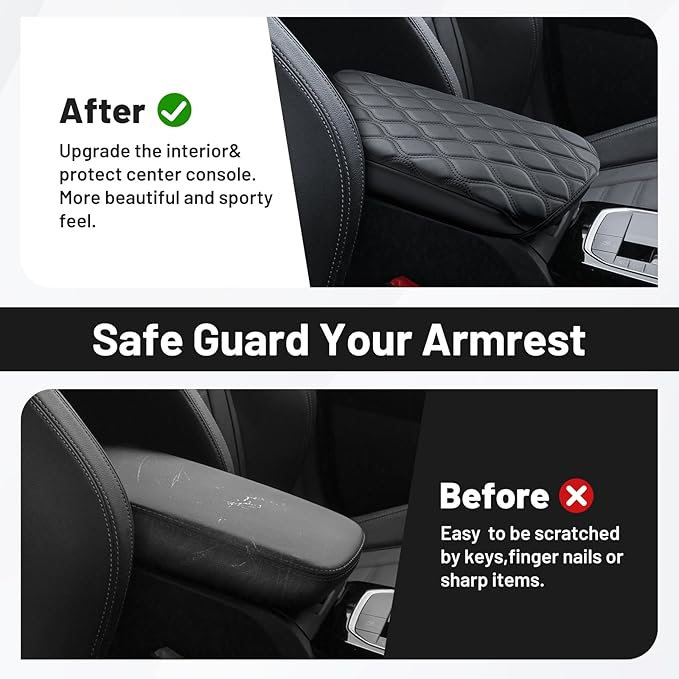 Autorder Center Console Cover for 2018-2022 2023 2024 BMW X3 Accessories Armrest Cushion Cover Nappa Leather Middle Console Covers X3 Console Cushion Pad Anti-Scratch