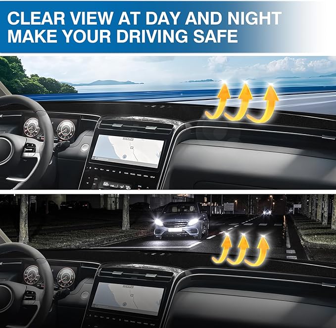 KUST Car Dash Cover for Hyundai Santa Cruz 2022 2023 2024 (Not fit for 12.3 inch Navigation Screen) Polyester Dashboard Cover Non-Slip Interior Accessories for Hyundai Santa Cruz Black