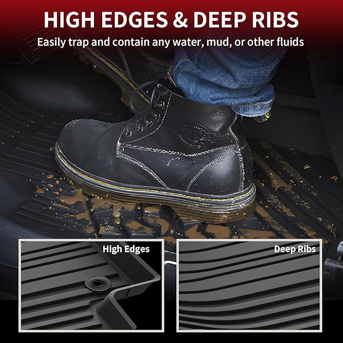 LASFIT Floor Mats for Toyota Grand Highlander 2026 2025 2024 with Subwoofer (Include Hybrid), Trunk Mat Cargo Liner and Seat Back Covers TPE All Weather, Black