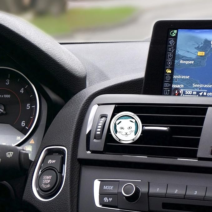 30mm Car Essential Oil Diffuser Vent Clips Air Freshener Vent Clip Aromatherapy Car Accessories 10 Felt Pads for Gift Women (Cat)