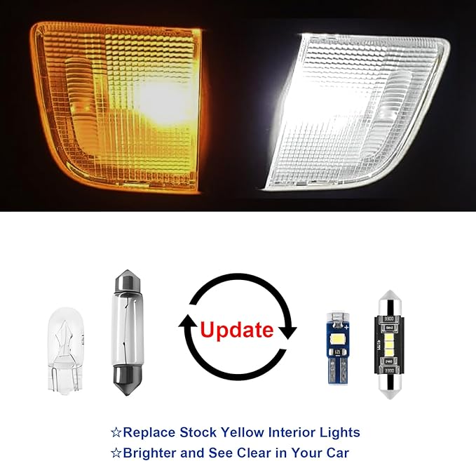 EASY EAGLE 11Pcs Car Interior Lights: Super Bright Bulbs for 2011 2012 2013 2014 2015 2016 2017 2018 2019 2020 Explorer 6000K White LED Lighting Package Kit Includes Light Accessories Install Tool