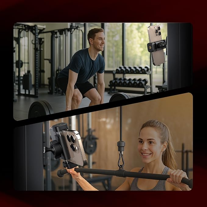 SMALLRIG Magnetic Phone Holder for Gym, Alloy Base with 360° Ball Head, Universal Phone Clamp Mount Suitable for iPhone 17/16/15/14/13/12 Series & Android Phones, Attach to Metal Surfaces-5582