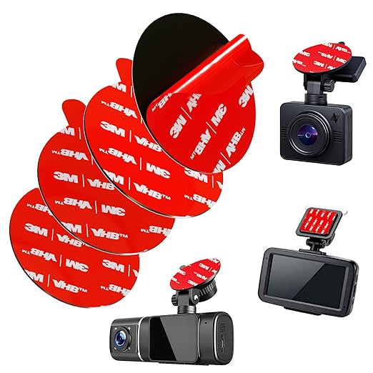 3M VHB 5952 Heavy Duty Double Sided Tape，Permanent Adhesive Pads for Dash Cam, Rearview Mirror, GPS Mounting， Automotive Grade, Heat & Vibration Resistant for Strong Hold，4 Black Pads, 2.2 Inch Rounds