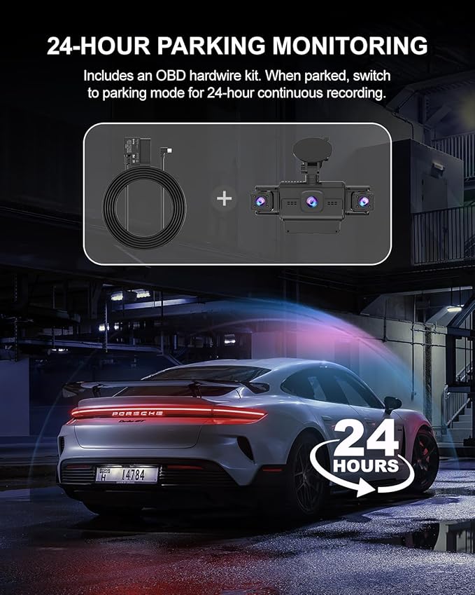 4 Channel 360° Radar Dash Cam Front and Rear Camera for Cars, STARVIS 2 Sensor, Free 128GB Card Included, 24H Parking Mode, 5.8GHz WiFi, Built-in GPS, G-Sensor, 8 IR Night Vision, 170°Wide Angle