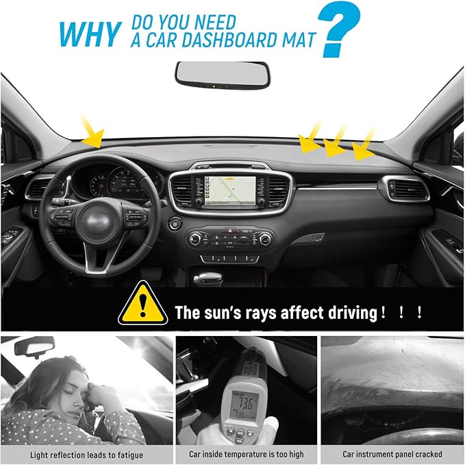 ZZEQYG Flannel Dash Cover Accessories for KIA Sorento 2016 2017 2018 2019 2020 Dashboard Cover Dash Mat Sunshield Pad