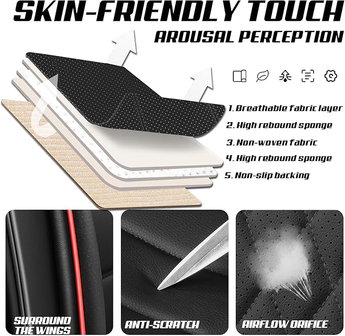 Seat Leather Cover Custom Fit for Toyota 4Runner 2000-2024, Waterproof Leather Seat Protectors, Ultimate Wear Resistance Seat Covers (Front Pair, Black&Red)