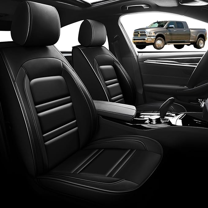 Seat Cover for Dodge ram 3500 2004-2011 | Car Seat Covers Front Seats, Waterproof Seat Protectors, Automotive Front Seat Covers (Front Seat, Black)