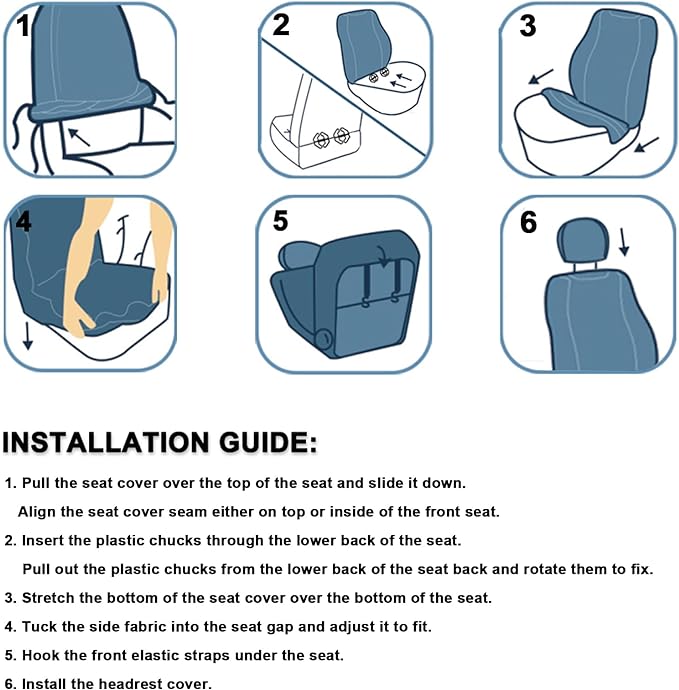 GIANT PANDA Front Car Seat Cover for Jeep, Leather Bucket Seat Covers Custom Fit Jeep Grand Cherokee Wrangler Compass Gladiator Wagoneer Renegade Liberty Patriot (Grey+Black)