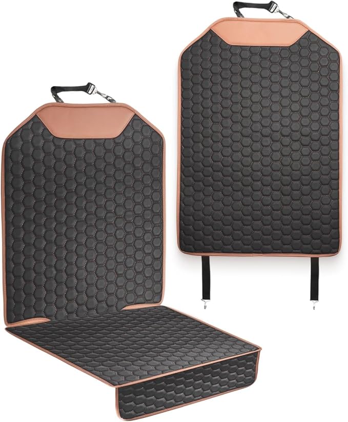 Owleys Kick Mat Back Seat Protector - Car Back Seat Cover for Kids Feet - Waterproof & Sturdy Protector for Upholstery from Dirt, Mud, Scratches and Stain (Hexy Set)