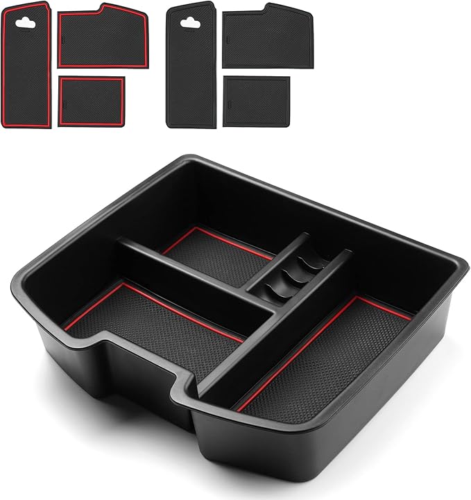 Autorder Center Console Organizer for 2007-2013 Chevrolet Silverado/GMC Sierra 1500 2500 3500 Accessories Armrest Storage Box Secondary Insert Tray with 2 Color Mats