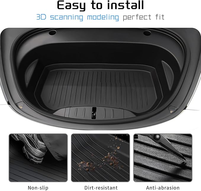 All Weather Cargo Liners for Tesla Model 3 Trunk Mats,Front and Rear Trunk Tray Mats Protector 2021 2022 2023 Accessories