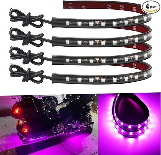 12V Led Light Strip 12.75Inch Waterproof Led Light Strips for Cars Motorcycles Golf Cart Interior & Exterior Marine Boat Pink Led Strip 12V 5050 18SMD,Pack of 4