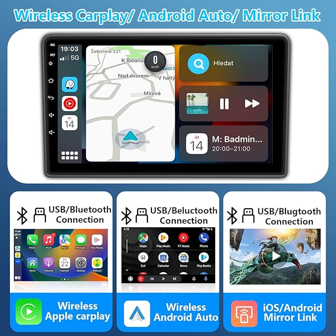10.1 Inch Android 13 GPS Car Stereo Upgrade 4GB+64GB for Jeep Wrangler JK 2007-2018 Dodge Ram 1500 2500 2009 2010 2011 2012 Grand Cherokee with Wireless CarPlay Android Auto Bluetooth 5GWiFi SWC FM