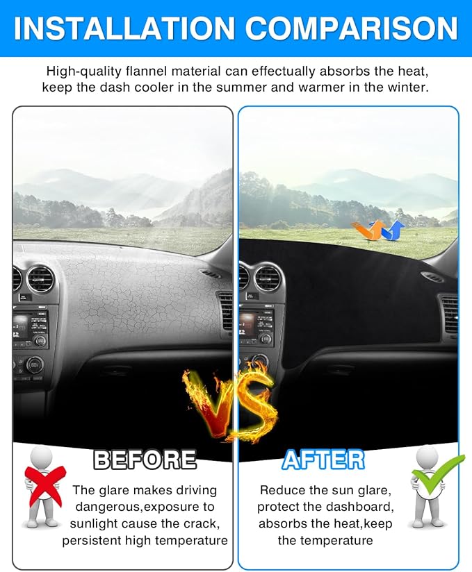 Autorder Dashboard Cover Mat Fit for 2007-2012 Nissan Altima Accessories Dash Cover Flannel Dash Mat Sunshade Glare UV Rays Protector