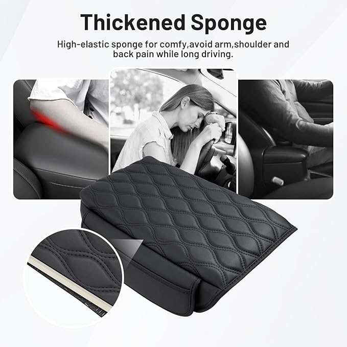 Autorder Center Console Cover for 2021-2025 2026 Jeep Grand Cherokee L Accessories Armrest Cushion Cover Nappa Leather Middle Console Covers Grand Cherokee L Console Cushion Pad Anti-Scratch