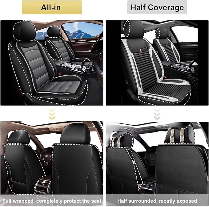 Seat Covers Fit for Chevy Equinox : Luxury Waterproof Leather Front Car Seat Covers Fit for 2011-2024 2025 2026 Equinox - Black and Grey Car Seat Protector(2PCS Front)