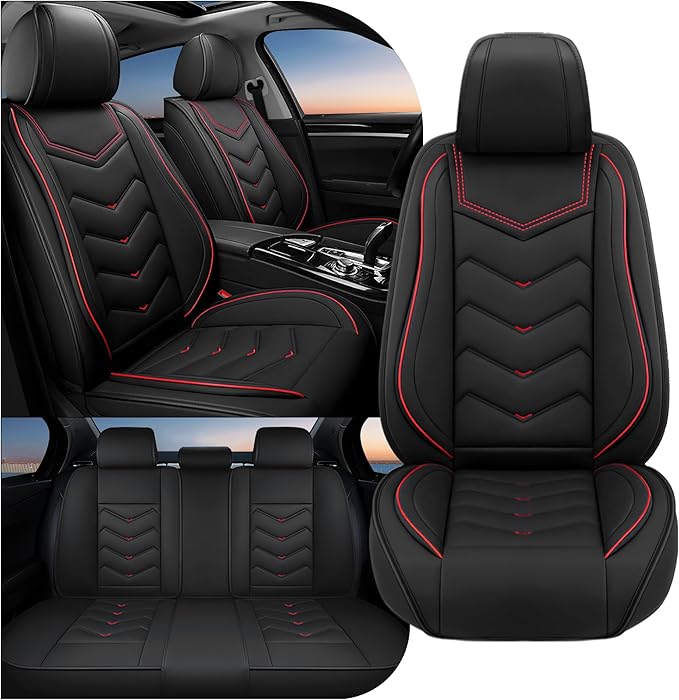 Car Seat Covers Fit for Toyota Camry 2000-2025, Stylish Sport Seat Covers, Waterproof Wear-Resistant Premium Nappa Leather Car Seat Cover.(Full Set/Black)