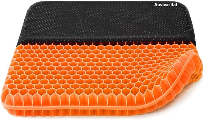Plus Size Gel Seat Cushion, Extra Large and Thick, Seat Cushion for Pressure Relief for Back, Hip, Sciatica, Tailbone Pain, Use for The Office, Wheelchair, Car, Recliner, Truck, Trip, Stadium.(Orange)