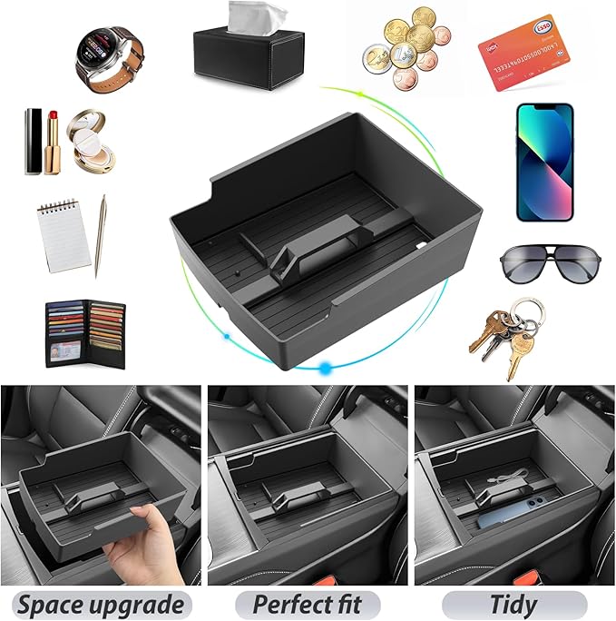 SKTU for 2024 2025 2026 GMC Acadia Center Console Organizer for 2024 2025 2026 GMC Acadia (Elevation/AT4/Denali) Console Tray 2024 2025 2026 Acadia Accessories with Sunglasses Holder