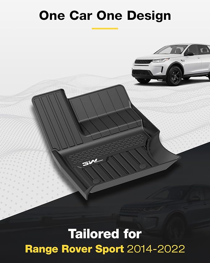 3W Floor Mats Fit Range Rover Sport 2014-2022(Not for Range/Land Rover Discovery Sport) TPE All Weather Custom Fit for Land Rover Sport 1st and 2nd Row Full Set Car Liners - Black
