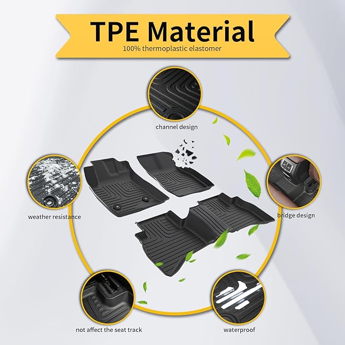 Floor Mats & Cargo Liner for Volkswagen Tiguan 2018-2024 All Weather Automotive TPE Liners Set Anti-Slip Waterproof Floor Liners Accessories (Car Mats+Trunk Mat) Black