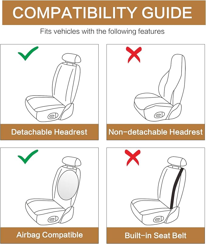 Pariitadin Leather Car Seat Covers Front Pair, Waterproof Faux Leather Seat Covers for Cars, Non-Slip Car Interior Covers Universal Fit for Most Cars Sedans Trucks SUVs, Black Line