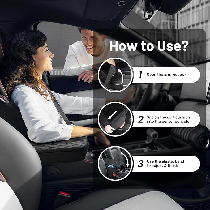 Autorder Center Console Cover for 2021-2025 2026 Jeep Grand Cherokee L Accessories Armrest Cushion Cover Nappa Leather Middle Console Covers Grand Cherokee L Console Cushion Pad Anti-Scratch