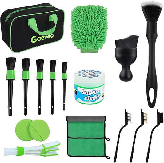 18PCS Car Detailing Brush Set, Car Interior Detailing Kit for Cleaning Interior, Exterior, Wheels, Dashboard, Upholstery Care, Professional Car Care Kit for Car Owners and Enthusiasts