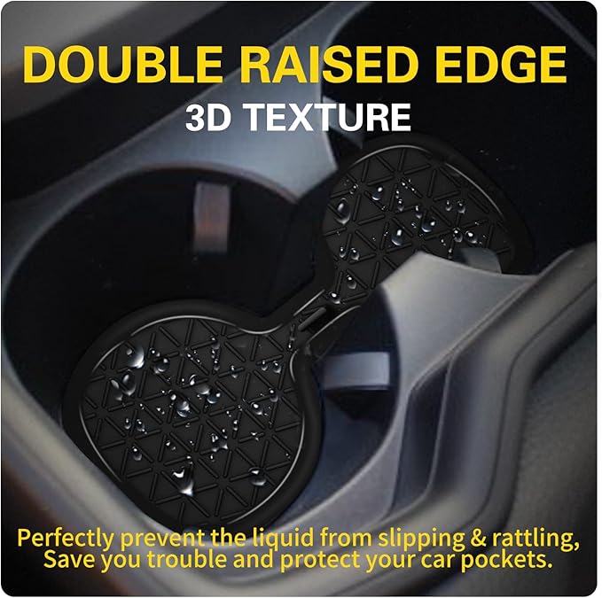 Premium Liner Mat Accessories Compatible with Toyota RAV4 2019-2024 and 2021-2024 RAV4 Prime, Custom Fit Cup Holder, Door Pocket and Center Console Inserts (Black Trim, 14-PCS)