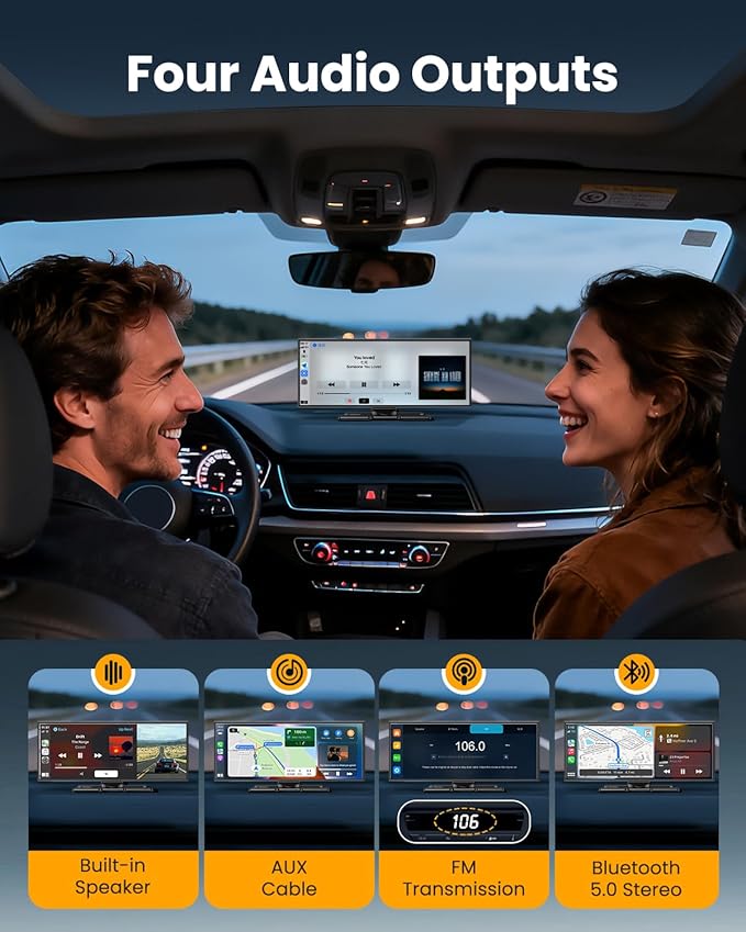 11.5" Wireless Carplay Screen for Car, Portable Apple Carplay & Android Auto Touch Screen, 4K Dash Cam/App Control/Backup Camera/Mirror Link/Voice Control/GPS/Bluetooth,for All Vehicles