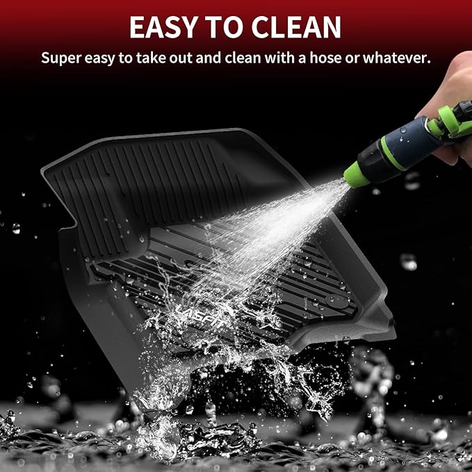 LASFIT Floor Mats for Ford F250 F350 F450 2017-2026 Crew Cab Front Bucket Seat | Rear W/Fold-Flat Storage Carpet Floor Super Duty All Weather Protector TPE Car Floor Liner, 1st & 2nd Row, 3pcs Black