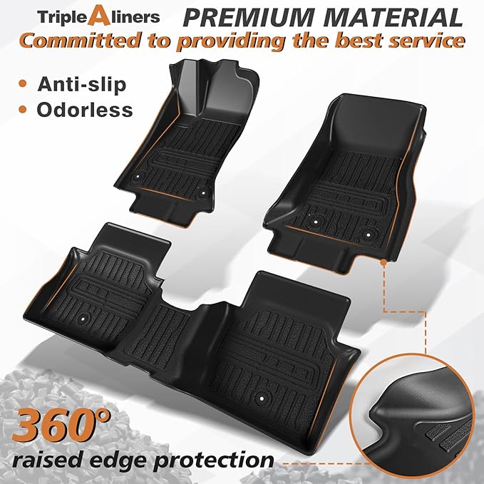 TripleAliners All-Weather Mats Compatible with 2025 2024 Dodge Charger EV Accessories Floor Liners Trunk Cover Custom Fit TPE Heavy-Duty Liners (Floor Mats)