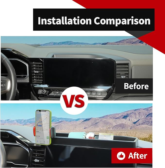 Voodonala for Chevy Silverado ZR2 Center Console Dash Storage Tray with Phone Holder Compatible with 2022-2025 Chevy Silverado ZR2 1500/ 2500HD/ 3500HD(Updated Screw Fixing)